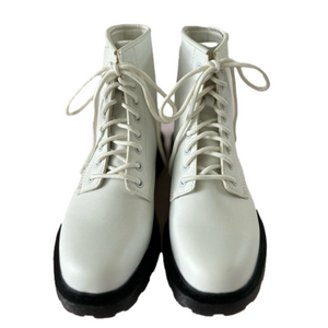 I.N.C. Brody White Size 7.5 Boots Combat Lace Up Round Toe Vegan Leather